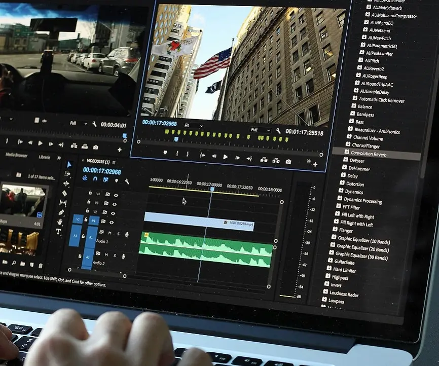 A Rhode Island videographer using a video editing software to optimize short form video