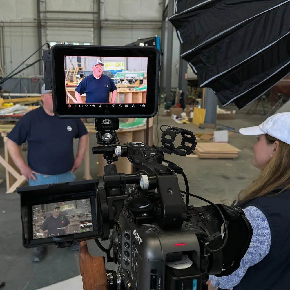Nonprofit fundraising story on camera in a professional production setup